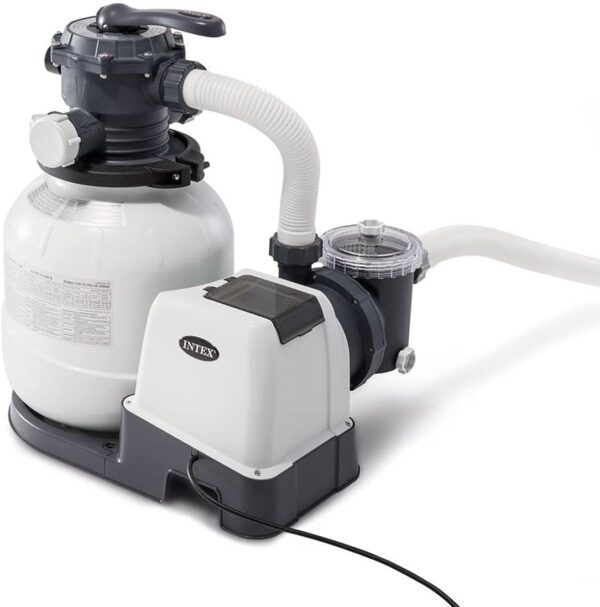 16 Inch 3,000 GPH Above Ground Pool Sand Filter Pump with Automatic Timer, GFCI, and 6 Function Control, Gray - Image 3