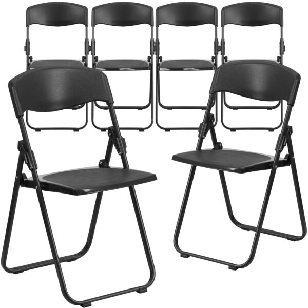 Flash Furniture 6 Pack HERCULES Series 500 lb. Capacity Heavy Duty Black Plastic Folding Chair with Built-in Ganging Brackets - Image 16