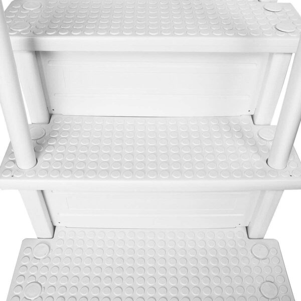 Ground Anti-Slip Pool Steps to Deck | Safety Swimming Pool Ladder | Designed for Above Ground Swimming Pools | Holds Up to 400 Pounds | White - Image 7