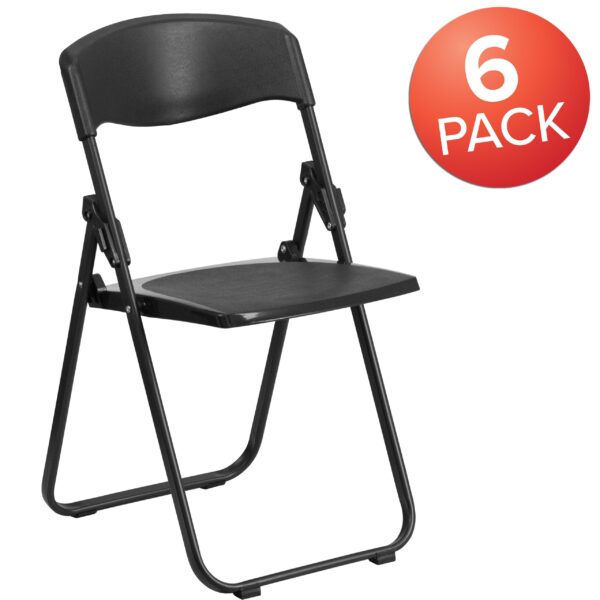 Flash Furniture 6 Pack HERCULES Series 500 lb. Capacity Heavy Duty Black Plastic Folding Chair with Built-in Ganging Brackets - Image 17
