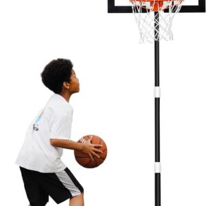 Kids Basketball Hoop Outdoor 3.2-7.2ft Adjustable, Portable Basketball Hoop & Goals for Kids/Teens/Youth in Pool/Backyard/Driveway/Indoor, 29 Inch Shatterproof Backboard and Enlarged Base