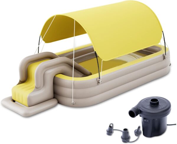 Inflatable Swimming Pool with Water Slide, Inflatable Slide Water Pool with Awning, Inflatable Mega Bouncy Castle Water Park, Swim Centre Pools for Backyard, Garden, Summer Water Party - Image 2