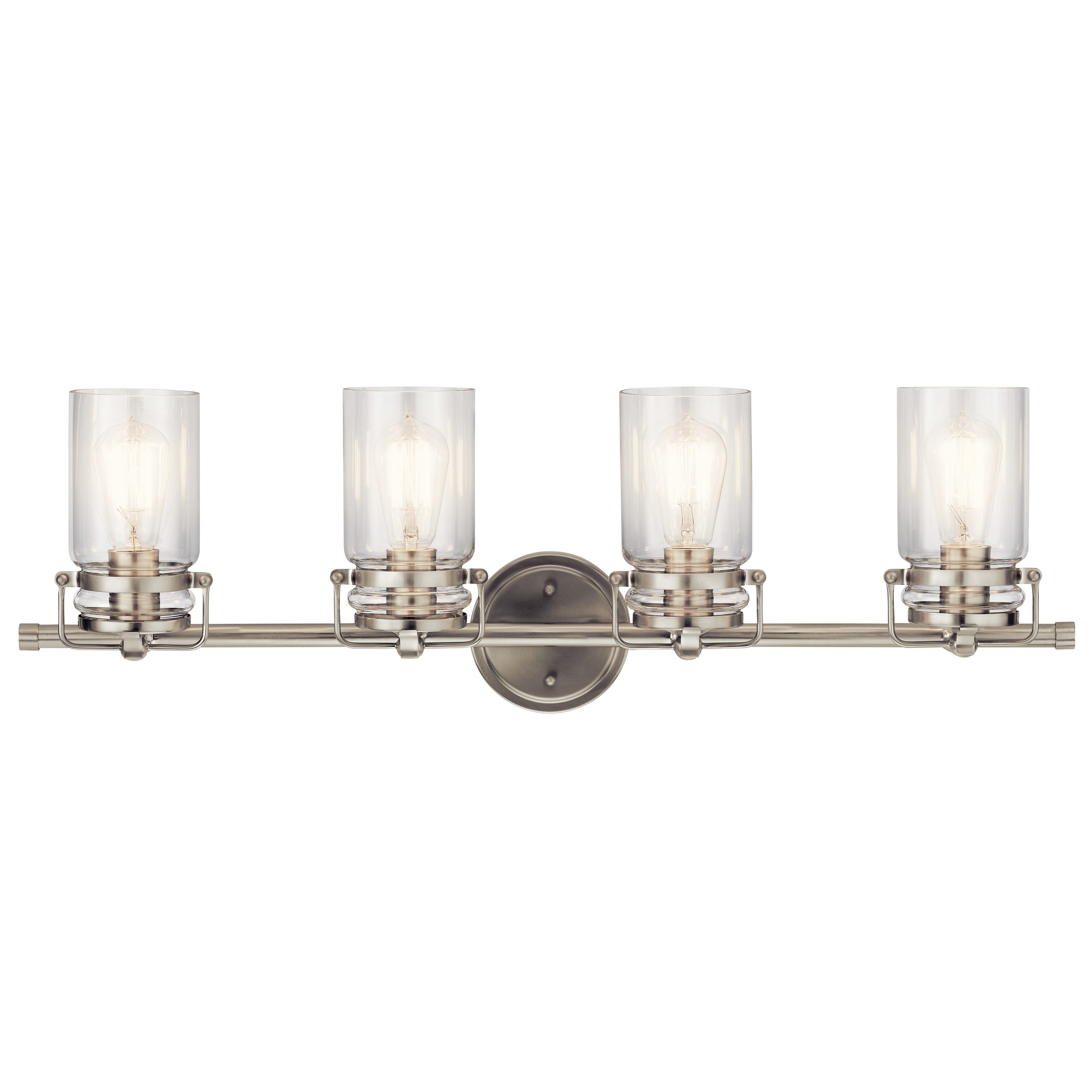 Kichler Brinley 32.25-in 4-Light Brushed Nickel Farmhouse Vanity Light - 1