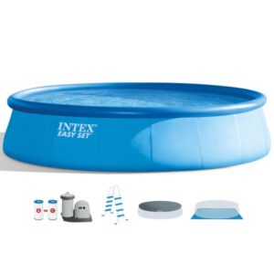 18-ft x 18-ft x 48-in Inflatable Top Ring Round Above-Ground Pool with Filter Pump, Pool Cover and Ladder