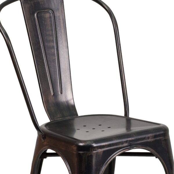 Flash Furniture Commercial Grade 4 Pack Black-Antique Gold Metal Indoor-Outdoor Stackable Chair - Image 21