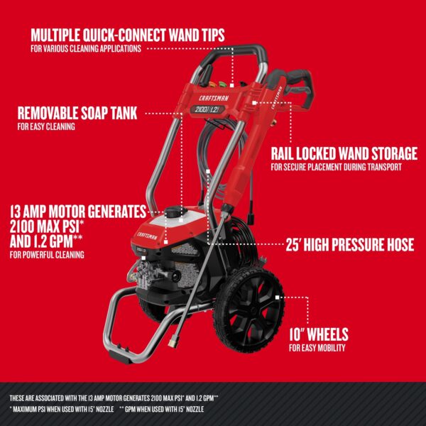CMEPW2100 2100 PSI 1.2-Gallon-GPM Cold Water Electric Pressure Washer - Image 26