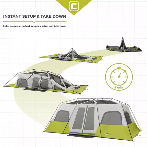 CORE Equipment Instant 12 Person Cabin Tent - Image 14