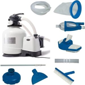 Above Ground Pool Sand Filter Pump w/ Deluxe Pool Maintenance Kit