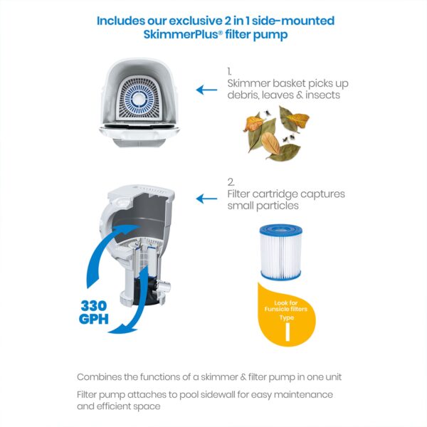 Funsicle 12ft x 30in Round Activity Above Ground Pool with SkimmerPlus Filter Pump, Age 6   up - Image 12