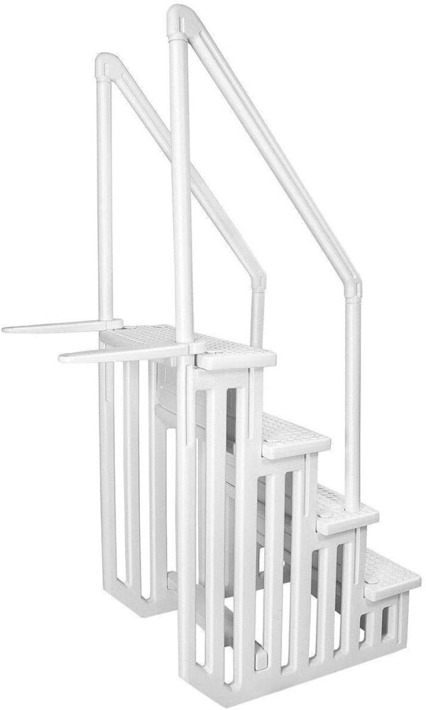 Ground Anti-Slip Pool Steps to Deck | Safety Swimming Pool Ladder | Designed for Above Ground Swimming Pools | Holds Up to 400 Pounds | White - Image 4