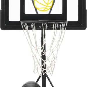 All-In-One Pool Basketball Hoop – Includes Composite Basketball, Air Pump, & Tools – Matte Black Heavy Duty Set – Adjustable Poolside Basketball Goal – Made for Kids, Teens, & Adults