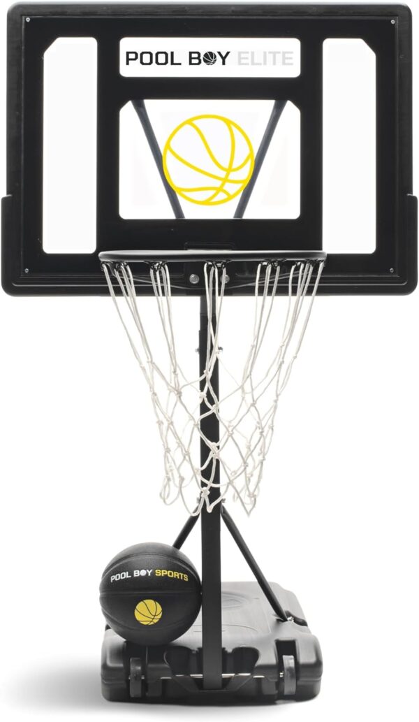 All-In-One Pool Basketball Hoop – Includes Composite Basketball, Air Pump, & Tools – Matte Black Heavy Duty Set – Adjustable Poolside Basketball Goal – Made for Kids, Teens, & Adults