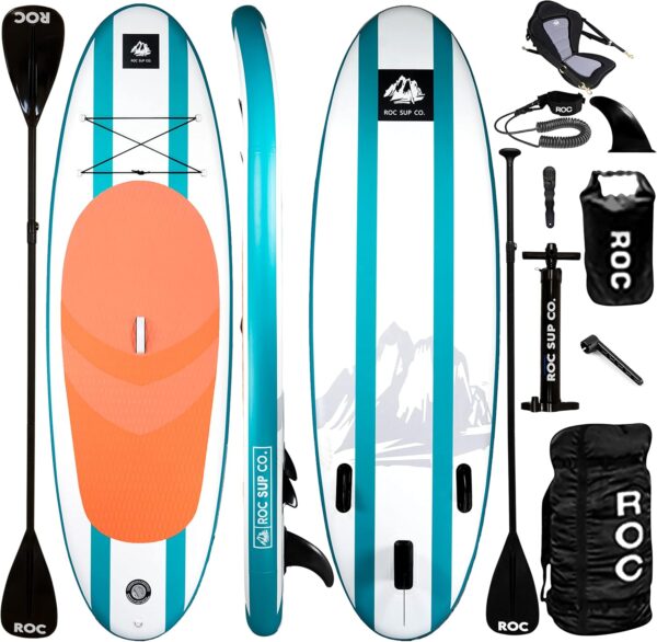 Roc Inflatable Stand Up Paddle Boards with Premium SUP Paddle Board Accessories, Wide Stable Design, Non-Slip Comfort Deck for Youth & Adults