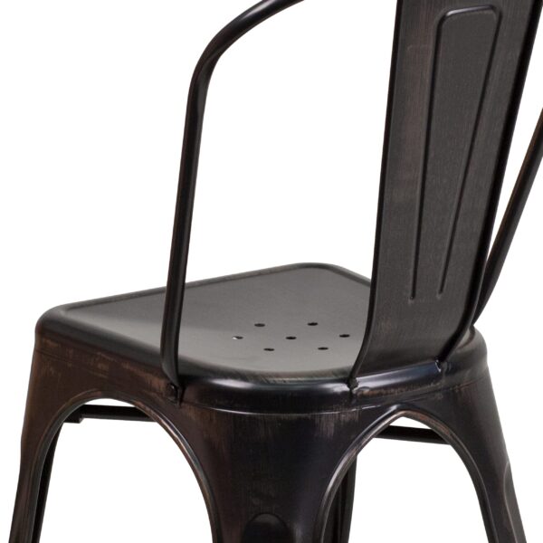 Flash Furniture Commercial Grade 4 Pack Black-Antique Gold Metal Indoor-Outdoor Stackable Chair - Image 17