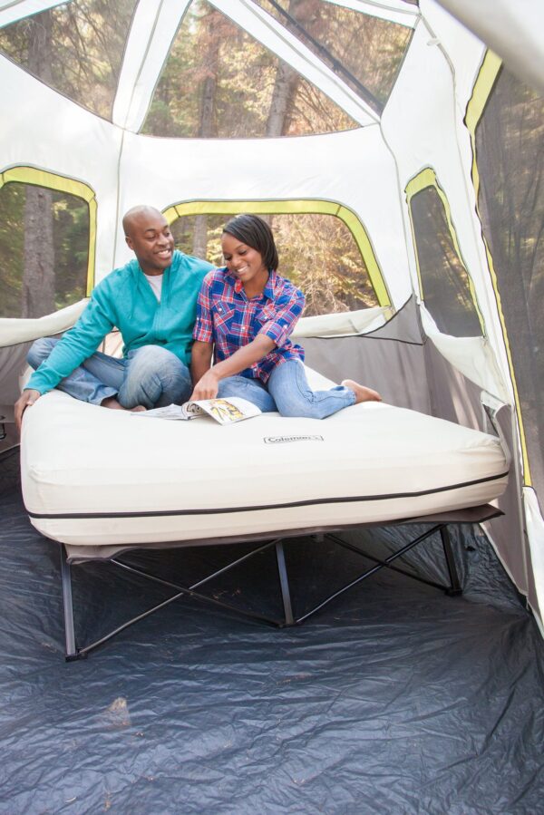 Cot and Thick Queen Air Mattress Combo Side Tables, Pump Included - Image 13
