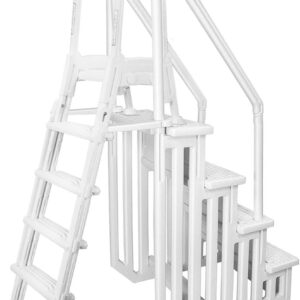 Deluxe Above-Ground Pool Ladder A-Frame Swimming Non-Sliip Step Ladder, White