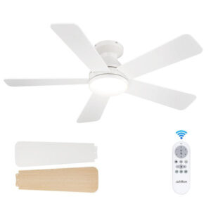 addlon Ceiling Fans with Lights, 42 Inch Low Profile Ceiling Fan with Light And Remote Control, White