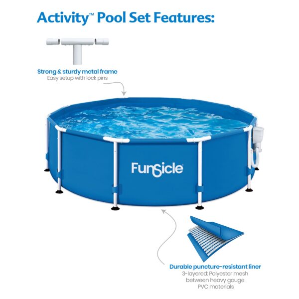 Funsicle 10ft x 30in Round Activity Above Ground Pool with SkimmerPlus Filter Pump, Age 6   up - Image 14