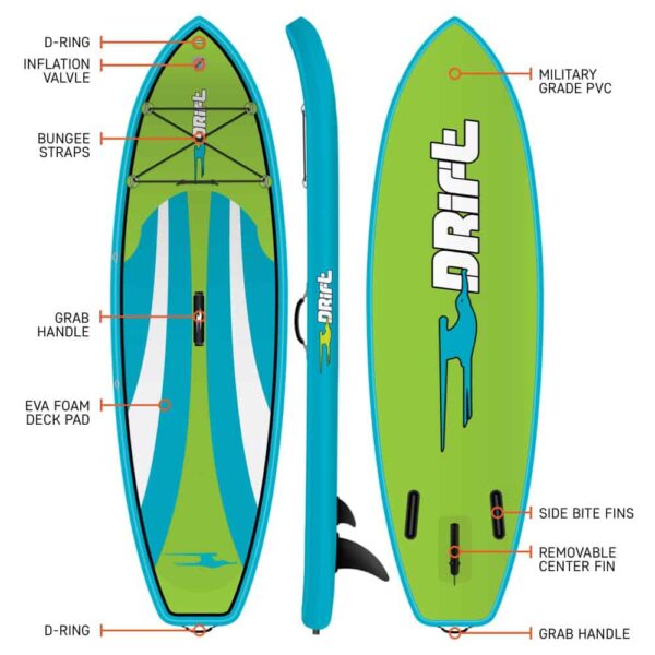 Drift Kid s super stable Inflatable Stand Up Paddle Board, 8 x33  SUP with Adjustable Aluminum Paddle   Backpack Travel Bag - Image 6