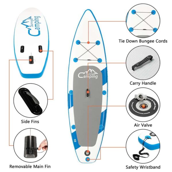 Campingsurvivals 11  Inflatable Stand Up Paddle Board   Durable Lightweight with Stable Wide Stance, Blue/White - Image 18