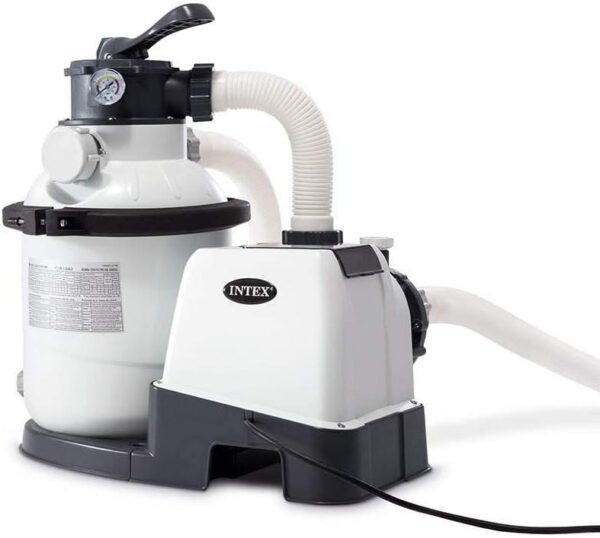 16 Inch 3,000 GPH Above Ground Pool Sand Filter Pump with Automatic Timer, GFCI, and 6 Function Control, Gray