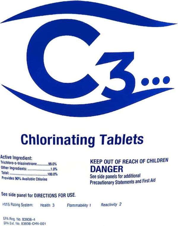 C3 1  Stabilized Trichloro Chlorine Tablets for Swimming Pools   50lbs - Image 10