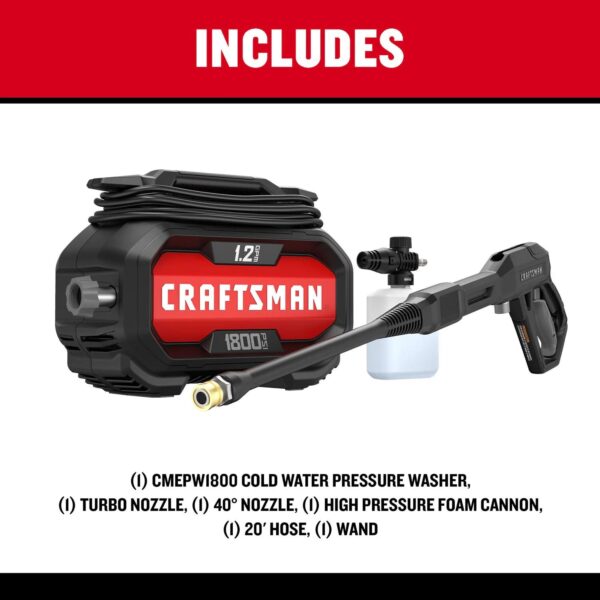 CMEPW1800 1800 PSI 1.2-GPM Cold Water Electric Pressure Washer with 2 Spray Tips - Image 25