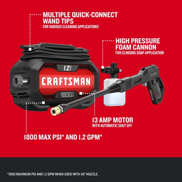 CMEPW1800 1800 PSI 1.2-GPM Cold Water Electric Pressure Washer with 2 Spray Tips - Image 26