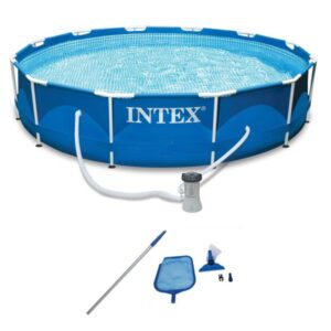 12  x 2.5  Round Pool w/ Filter Pump   Pool Cleaning Kit w/ Vacuum   Pole