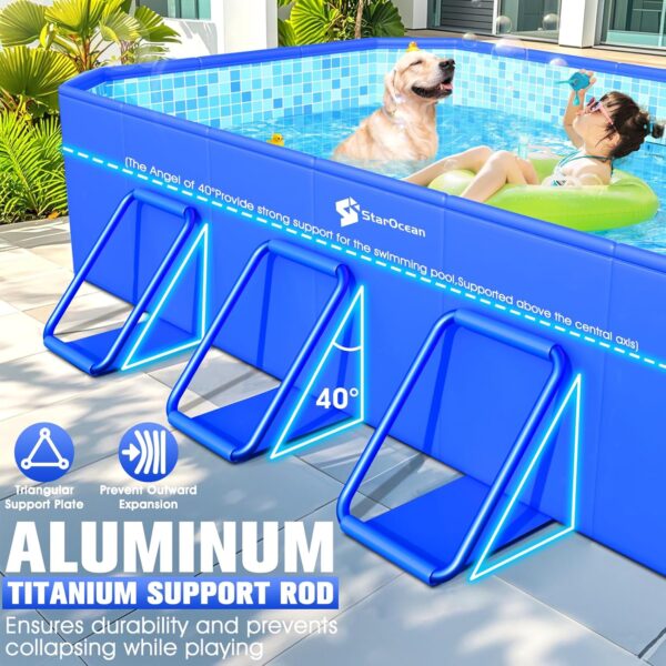 Foldable Pool, Large Non-Inflatable Swimming Pool For Kids,Adult Collapsible Pools Hard Plastic Shell, Oversized Thickened,Portable Folding Kids Pools for Backyard-Mosaic Design-115"x66"x20" - Image 4