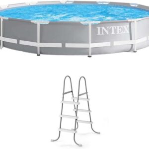 12 Foot Prism Frame Above Ground Swimming Pool w/ Pump   Pool Ladder