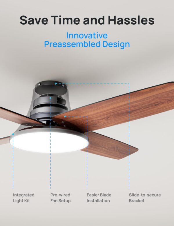 Dreo Ceiling Fans with Lights, 44  Low Profile Black Ceiling Fan with Remote Control for Bedroom - Image 11