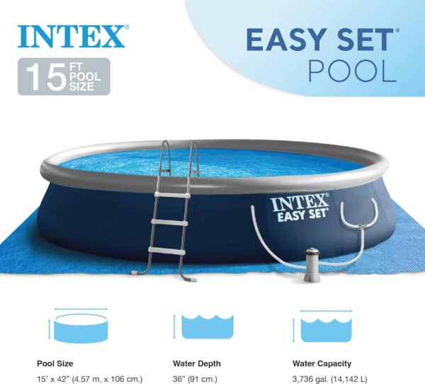 Easy Set 15  x 42  Round Inflatable Outdoor Above Ground Swimming Pool Set - Image 12