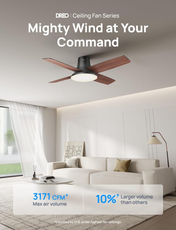 Dreo Ceiling Fans with Lights, 44  Low Profile Black Ceiling Fan with Remote Control for Bedroom - Image 16