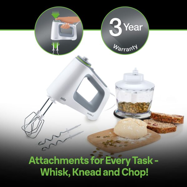 Braun Electric Hand Mixer, 9-Speed, Lightweight with Soft Anti-Slip Handle, White - Image 7