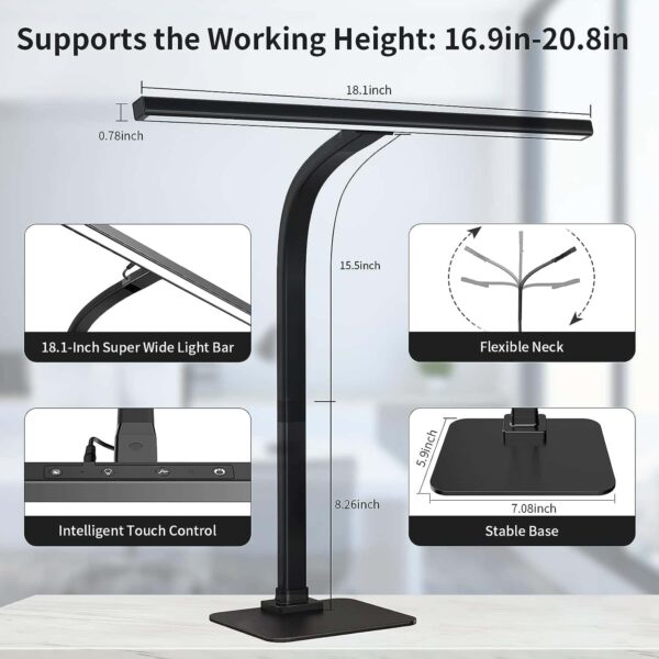 EppieBasic Led Desk Lamp, Architect Desk Lamps for Home Office   Black - Image 12
