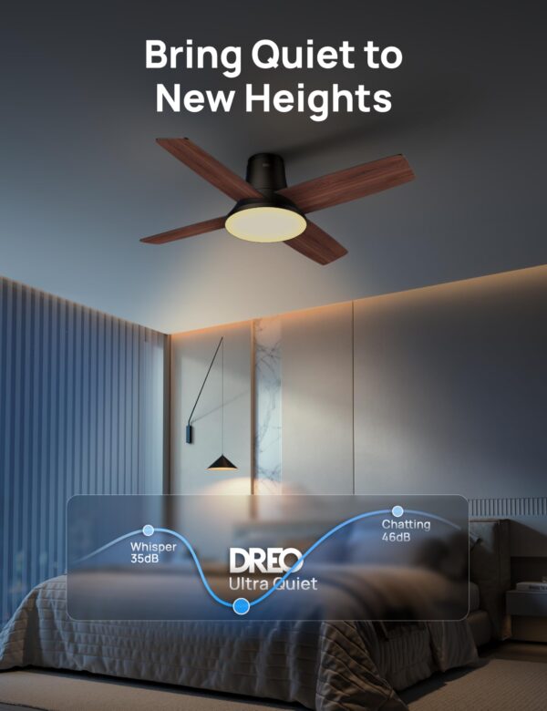 Dreo Ceiling Fans with Lights, 44  Low Profile Black Ceiling Fan with Remote Control for Bedroom - Image 14