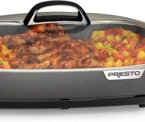 16-Inch Electric Slimline Skillet with Glass Cover, Black