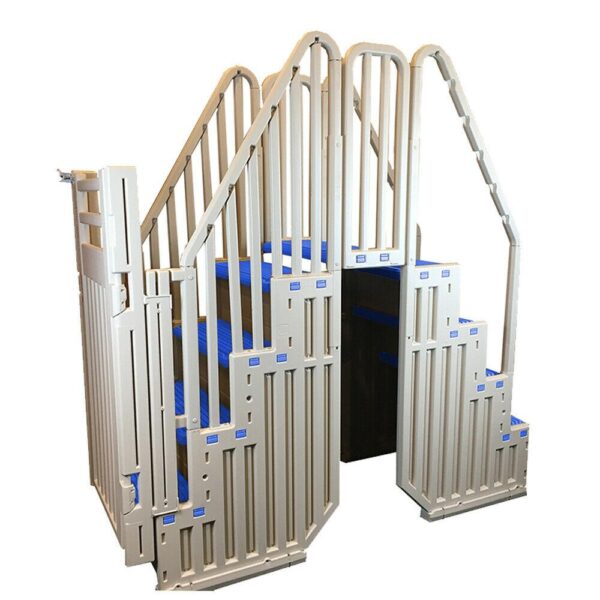 Confer Warm Gray Above Ground Blue Swimming Pool System w/ Blue Steps & Closure - Image 2