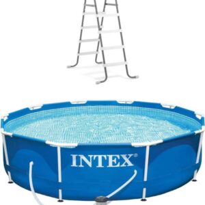 10ft x 30in Metal Frame Above Ground Pool    Steel Frame Pool Ladder