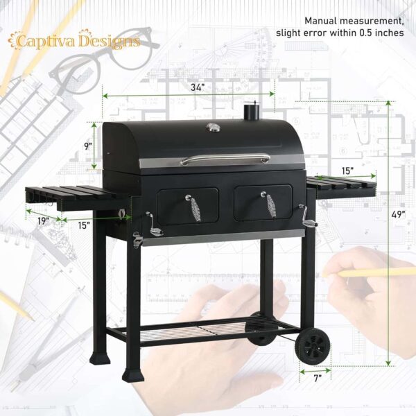 Captiva Designs Extra Large Charcoal BBQ Grill with Oversize Cooking Area(794 sq.in.) - Image 15