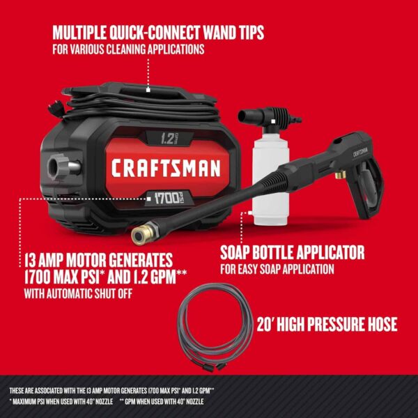 Electric Pressure Washer, Cold Water, 1700-PSI, 1.2-GPM, Corded (CMEPW1700) - Image 8