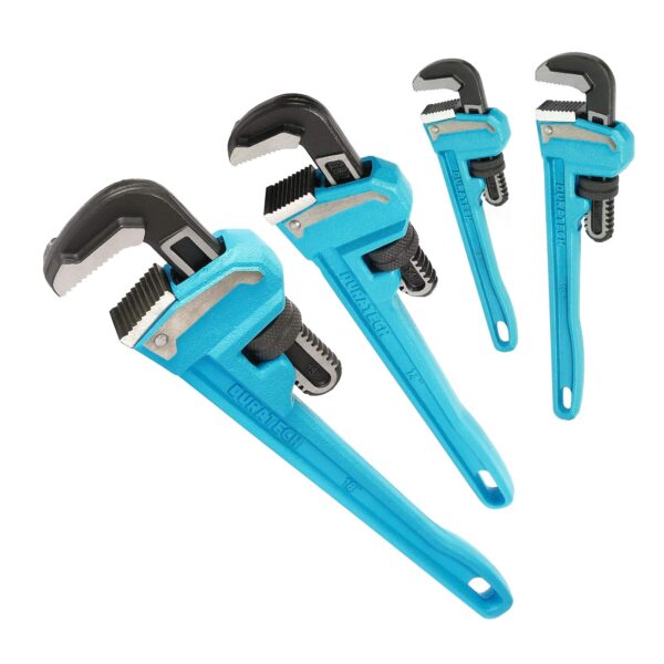 DURATECH 4-Piece Heavy Duty Pipe Wrench Set, Adjustable Plumbing Wrench, Malleable Cast Iron Handle, Exceed GGG Standard - Image 8