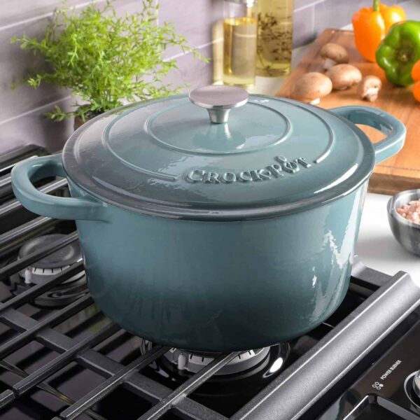 Crock-Pot Artisan Round Enameled Cast Iron Dutch Oven, 7-Quart, Slate Gray - Image 13