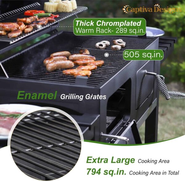 Captiva Designs Extra Large Charcoal BBQ Grill with Oversize Cooking Area(794 sq.in.) - Image 11