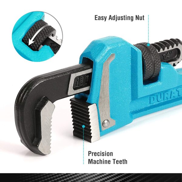 DURATECH 4-Piece Heavy Duty Pipe Wrench Set, Adjustable Plumbing Wrench, Malleable Cast Iron Handle, Exceed GGG Standard - Image 13