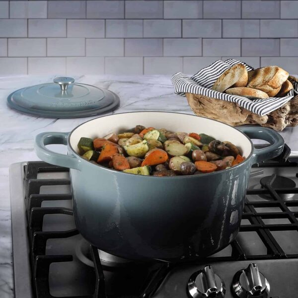 Crock-Pot Artisan Round Enameled Cast Iron Dutch Oven, 7-Quart, Slate Gray - Image 16