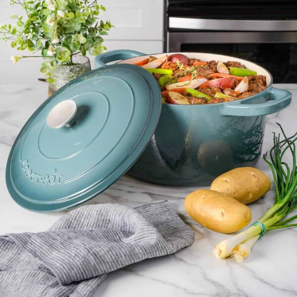 Crock-Pot Artisan Round Enameled Cast Iron Dutch Oven, 7-Quart, Slate Gray - Image 14