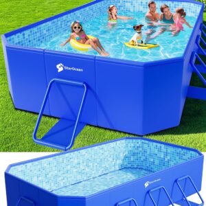 Foldable Pool, Large Non-Inflatable Swimming Pool For Kids,Adult Collapsible Pools Hard Plastic Shell, Oversized Thickened,Portable Folding Kids Pools for Backyard-Mosaic Design-115"x66"x20"