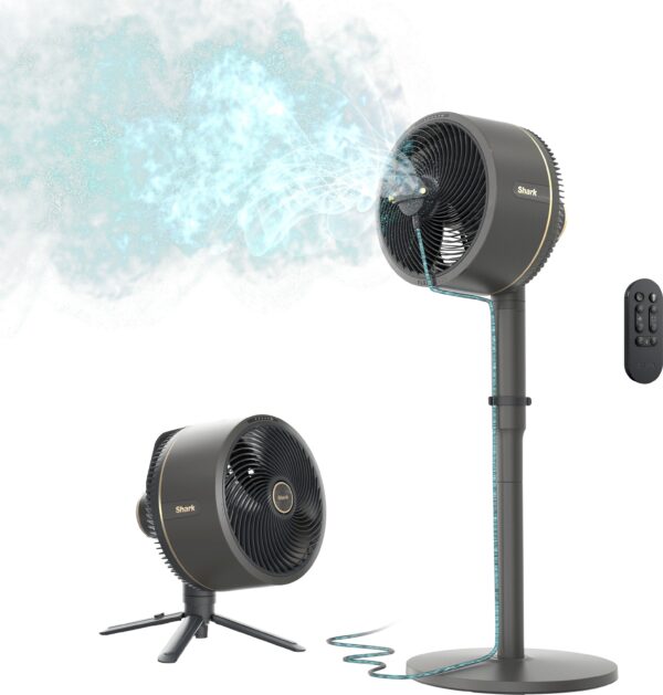 Shark – FlexBreeze Outdoor & Indoor Fan with InstaCool Misting Attachment, Cordless & Corded, Pedestal to Tabletop – Black